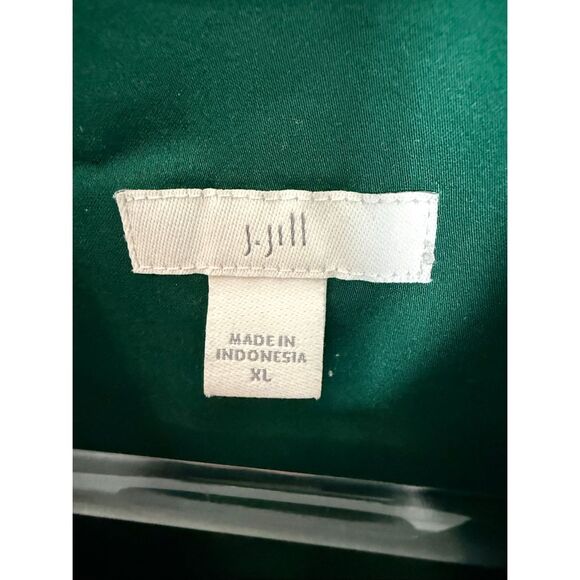 J. Jill Green Button Front Shirt Dress XL Workwear Classic Modest - Picture 2 of 5